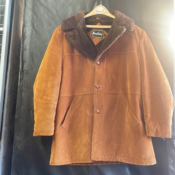 barry dolan Other - Corduroy Puffer Coat with Faux Fur Collar - Brown